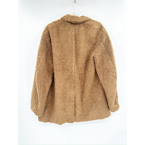 Vince Brown Oversized Faux Fur Blazer Coat Size Large NWT - Picture 3 of 7